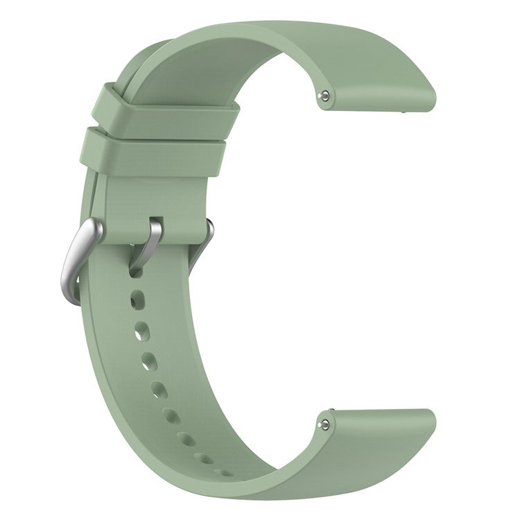 For Samsung Galaxy Watch 5 Pro 45mm / Huami Amazfit Bip 3 / 3 Pro Silicone Watch Band 20mm Adjustable Wrist Strap Adjustment - Silver Buckle / Lake Green