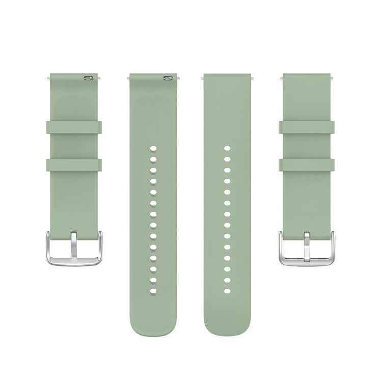 For Samsung Galaxy Watch 5 Pro 45mm / Huami Amazfit Bip 3 / 3 Pro Silicone Watch Band 20mm Adjustable Wrist Strap Adjustment - Silver Buckle / Lake Green