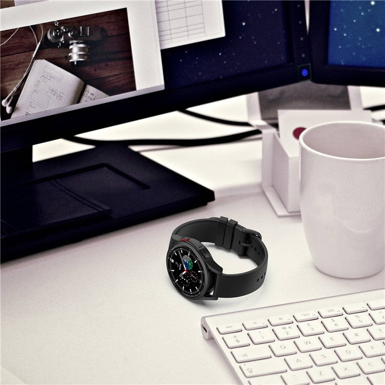 For Samsung Galaxy Watch 5 Pro 45mm / Huami Amazfit Bip 3 / 3 Pro Silicone Watch Band 20mm Adjustable Wrist Strap Adjustment - Silver Buckle / Lake Green