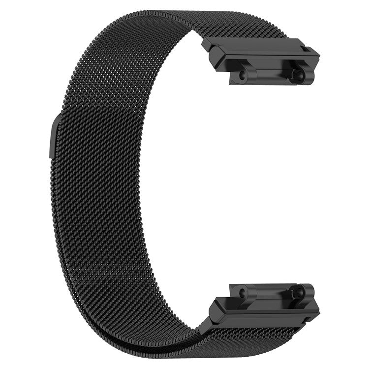 For Huami Amazfit T-Rex 2 Milanese Magnetic Wrist Strap Stainless Steel Mesh Watch Band Strap - Black
