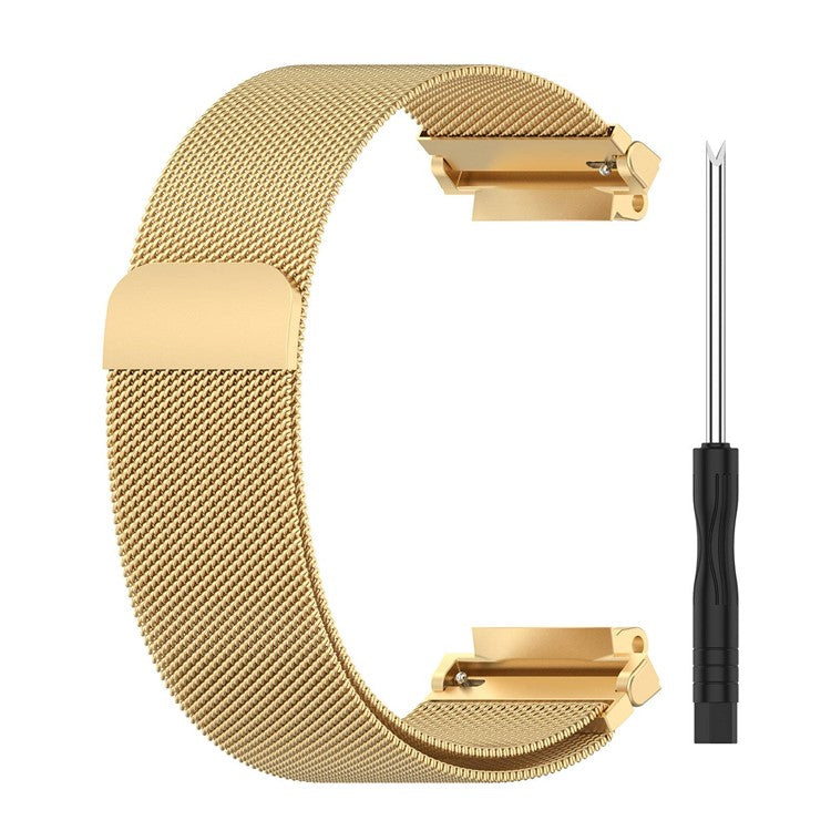 For Huami Amazfit T-Rex 2 Milanese Magnetic Wrist Strap Stainless Steel Mesh Watch Band Strap - Gold