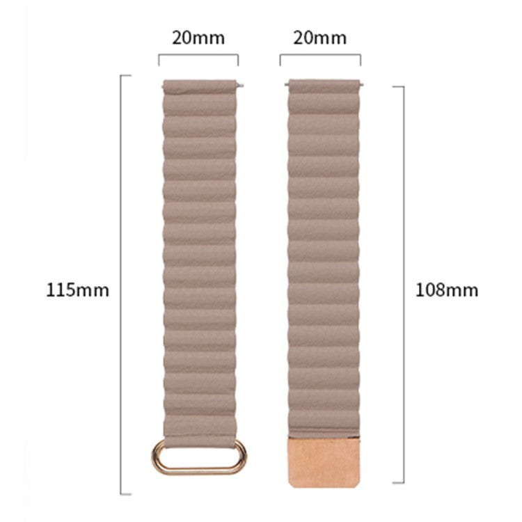 For Samsung Galaxy Watch 5 Pro 45mm / Amazfit Bip3 Pro 20mm Watch Band Genuine Leather Magnetic Strap - Rose Gold / Skin Color