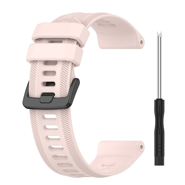 For Garmin Forerunner 955 / Forerunner 935 / Descent G1 22mm Twill Design Silicone Watch Band Black Buckle Strap Replacement - Light Pink
