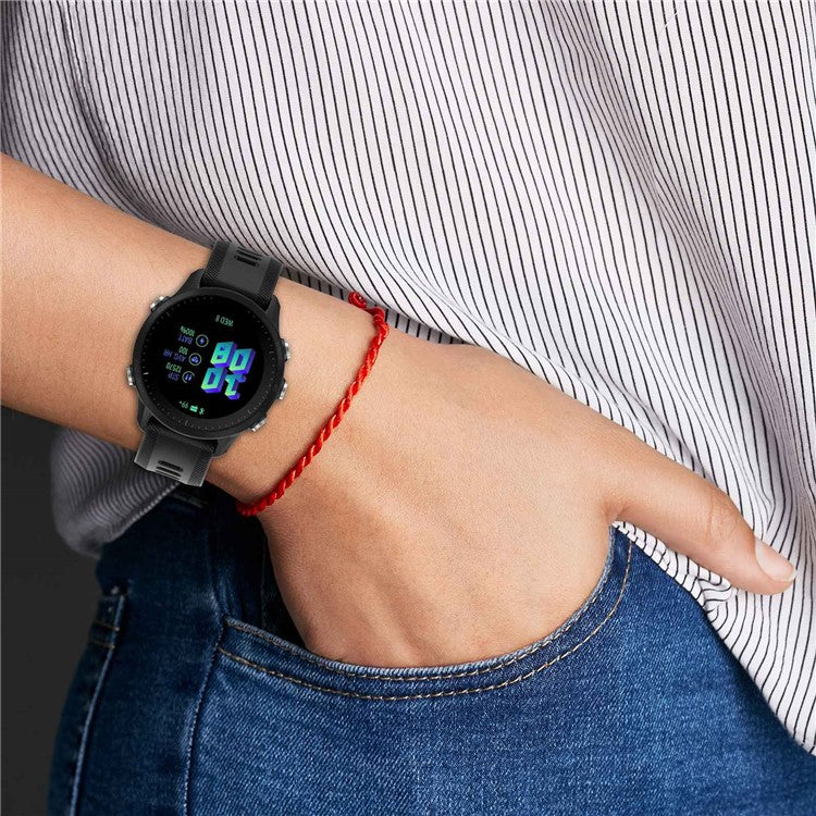 For Garmin Forerunner 955 / Forerunner 935 / Descent G1 22mm Twill Design Silicone Watch Band Black Buckle Strap Replacement - Dark Blue