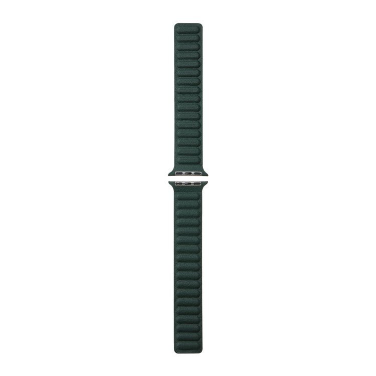 For Apple Watch Series 10 42mm / 9 8 7 41mm / 6 5 4 SE SE (2022) SE (2023) 40mm / 3 2 1 38mm, Genuine Leather Magnetic Watchband Replacement Watch Strap - Cedar Green