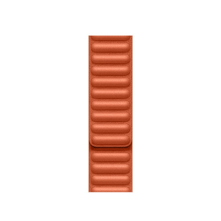 For Apple Watch Series 10 42mm / 9 8 7 41mm / 6 5 4 SE SE (2022) SE (2023) 40mm / 3 2 1 38mm Magnetic Watch Band Genuine Leather Replacement Strap - Orange