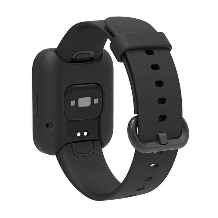 For Xiaomi Redmi Watch Replacement Strap 2-in-1 Watch Band+Watch Case Silicone Watch Band with Buckle - Black / Black