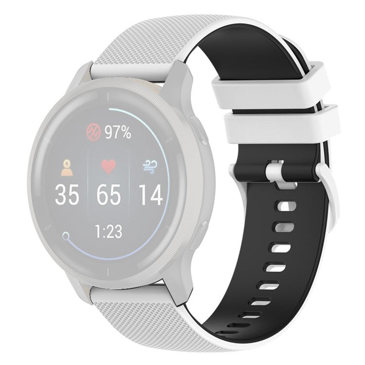 For Garmin Venu2 Plus / Vivoactive 3 / Vivomove Sport Silicone Watch Band Replacement Watch Strap 20mm - White / Black