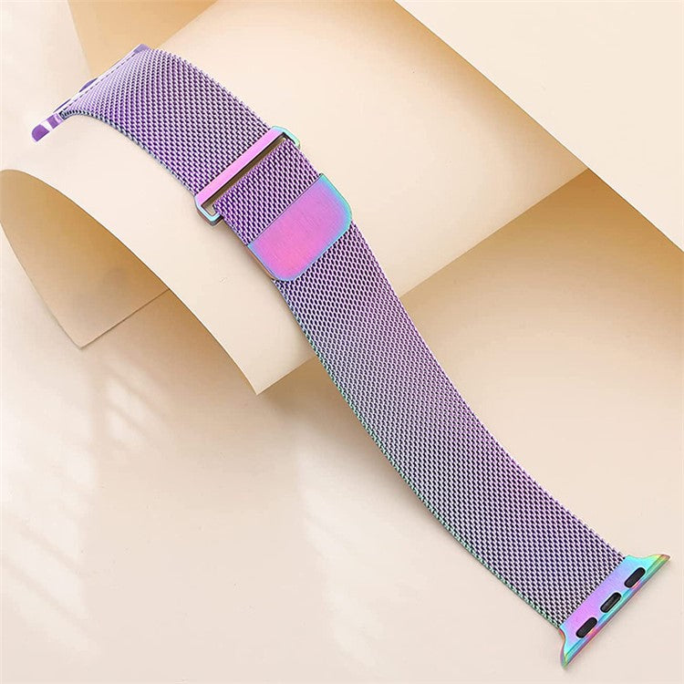 For Apple Watch Series 10 46mm / Ultra 2 Ultra 49mm / Series 9 8 7 45mm / 6 5 4 SE (2023) SE (2022) SE 44mm / 3 2 1 42mm Magnetic Mesh Metal Watch Band Adjustable Clasp Loop Strap - Multi-Color