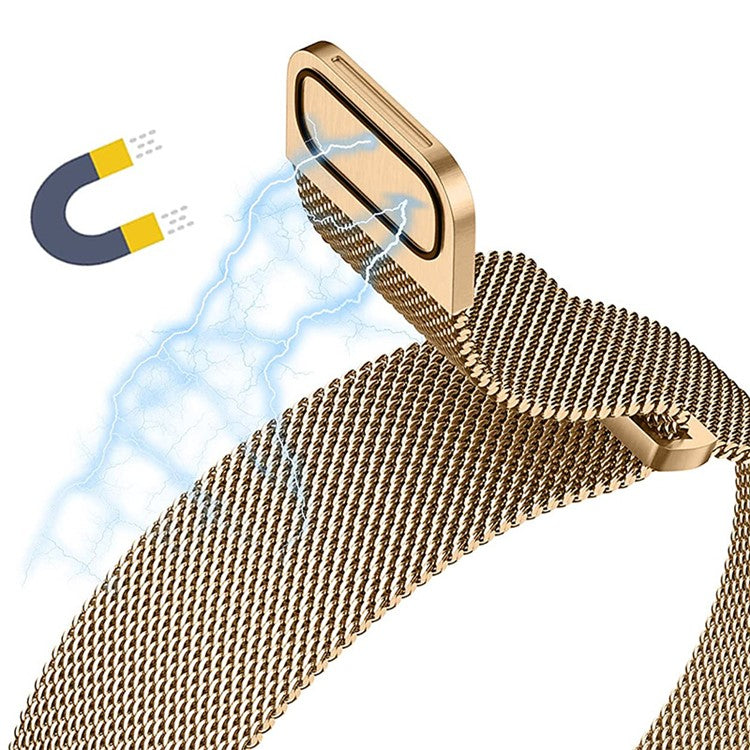 For Apple Watch Series 10 42mm / 9 8 7 41mm / 6 5 4 SE SE (2022) SE (2023) 40mm / 3 2 1 38mm Magnetic Milanese Loop Watch Band Stainless Steel Mesh Strap Replacement - Rose Gold