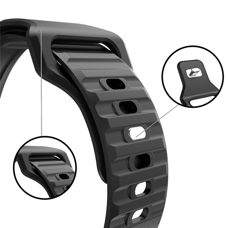 For Apple Watch Series 10 42mm / 9 8 7 41mm / 6 5 4 SE SE (2022) SE (2023) 40mm / 3 2 1 38mm Stripe Design Silicone Smartwatch Band Replacement Wrist Strap - Black