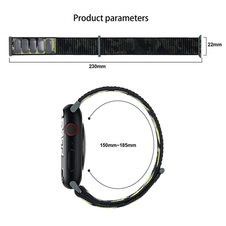 For Apple Watch Series 10 42mm / 9 8 7 41mm / 6 5 4 SE SE (2022) SE (2023) 40mm / 3 2 1 38mm Camouflage Nylon Watch Strap Replacement Adjustable Wrist Band - Purple