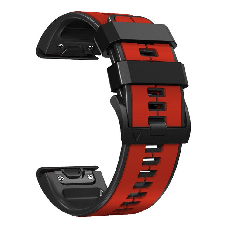 For Garmin Tactix 7 Pro / Fenix 7X / Fenix 6X Pro Silicone Wrist Strap Replacement Dual Color Smart Watch Band 26mm - Red / Black