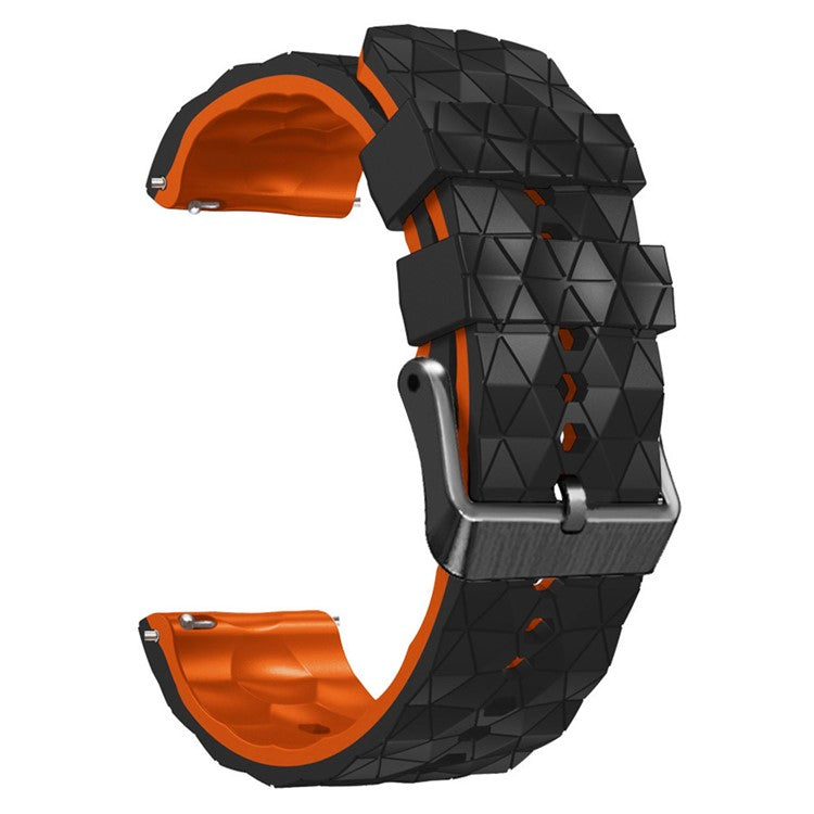For Samsung Galaxy Watch3 45mm / Huawei Watch GT 3 Pro 46mm Football Texture 22mm Watch Band Dual Color Silicone Sports Wrist Strap - Black / Orange