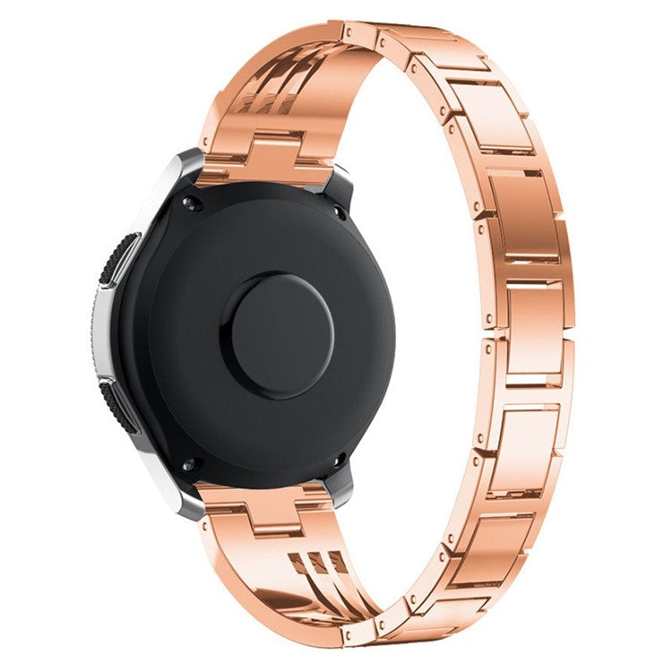 For Samsung Galaxy Watch3 45mm / Gear S3 Frontier / Gear S3 Classic / Huawei Watch GT3 Pro Rhinestones Decor Metal Strap 22mm Universal Watch Band - Rose Gold
