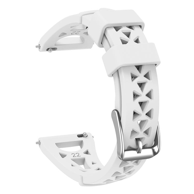 For Samsung Galaxy Watch 5 Pro 45mm / Watch4 Classic 42mm 46mm Breathable Silicone 20mm Tower Design Smart Watch Strap Replacement - White