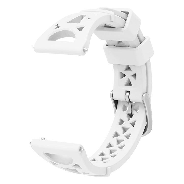 For Samsung Galaxy Watch 5 Pro 45mm / Watch4 Classic 42mm 46mm Breathable Silicone 20mm Tower Design Smart Watch Strap Replacement - White