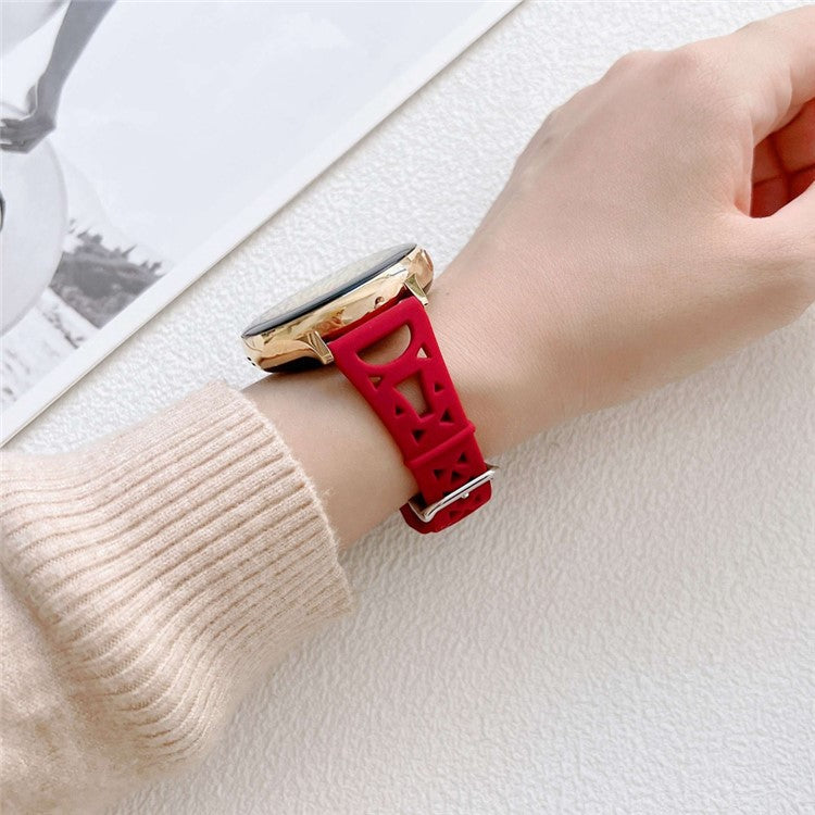 For Samsung Galaxy Watch 5 Pro 45mm / Watch4 Classic 42mm 46mm Breathable Silicone 20mm Tower Design Smart Watch Strap Replacement - White