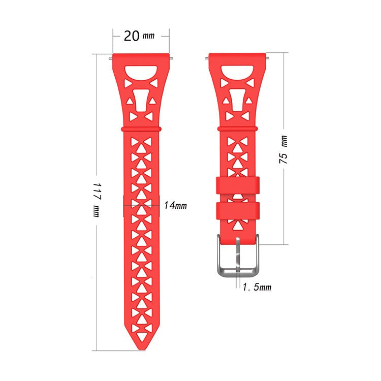 For Samsung Galaxy Watch 5 Pro 45mm / Watch4 Classic 42mm 46mm Breathable Silicone 20mm Tower Design Smart Watch Strap Replacement - White
