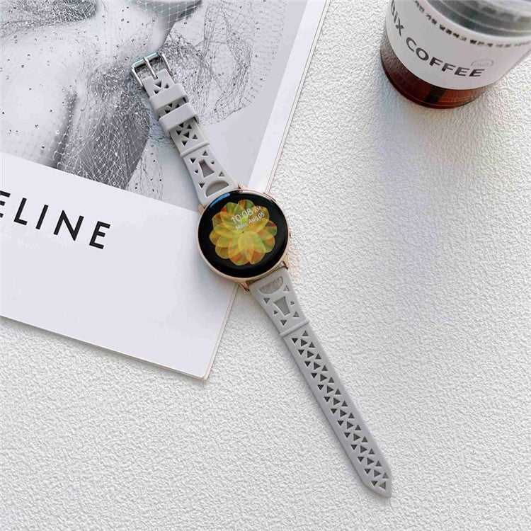 For Samsung Galaxy Watch 5 Pro 45mm / Watch4 Classic 42mm 46mm Breathable Silicone 20mm Tower Design Smart Watch Strap Replacement - Grey