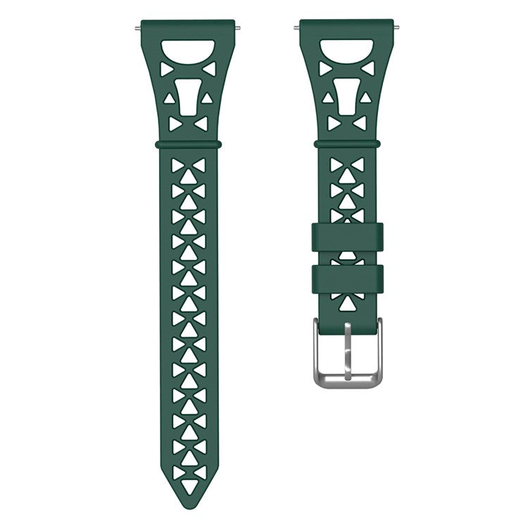 For Samsung Galaxy Watch 5 Pro 45mm / Watch4 Classic 42mm 46mm Breathable Silicone 20mm Tower Design Smart Watch Strap Replacement - Army Green