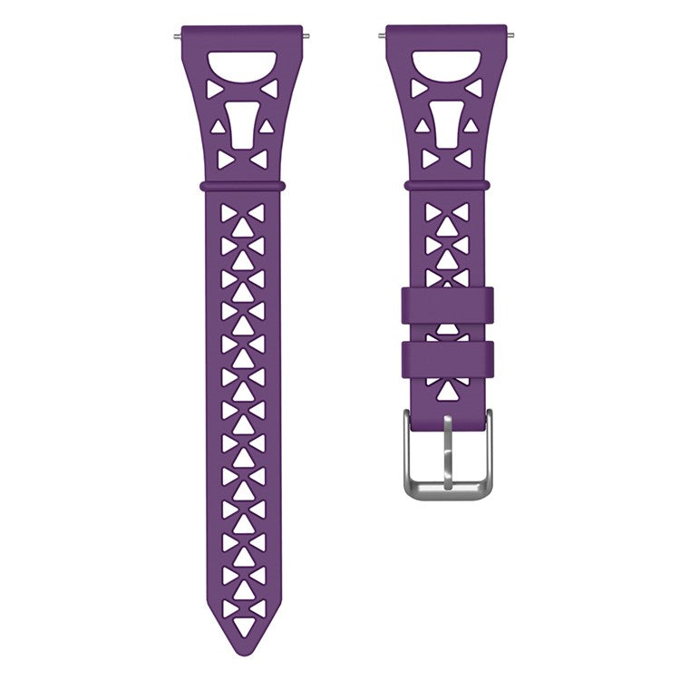 For Samsung Galaxy Watch 5 Pro 45mm / Watch4 Classic 42mm 46mm Breathable Silicone 20mm Tower Design Smart Watch Strap Replacement - Purple