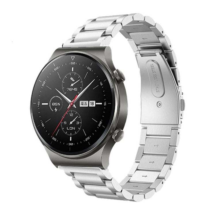 For Garmin Forerunner 255S / Venu 2S Titanium Steel 3 Beads Smart Watch Band 18mm Universal Replacement Strap - Silver