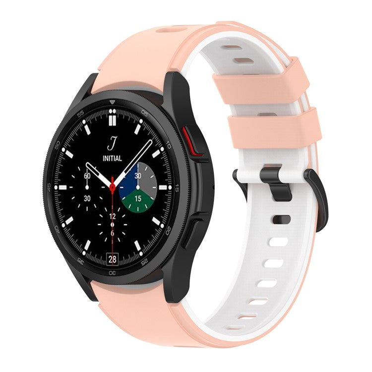 For Samsung Galaxy Watch6 40mm 44mm / Watch6 Classic 43mm 47mm / Watch 5 40mm 44mm / 5 Pro 45mm / Watch4 40mm 44mm Silicone Watch Band Dual Color Replacement Strap - Pink / White