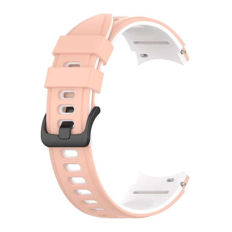For Samsung Galaxy Watch6 40mm 44mm / Watch6 Classic 43mm 47mm / Watch 5 40mm 44mm / 5 Pro 45mm / Watch4 40mm 44mm Silicone Watch Band Dual Color Replacement Strap - Pink / White
