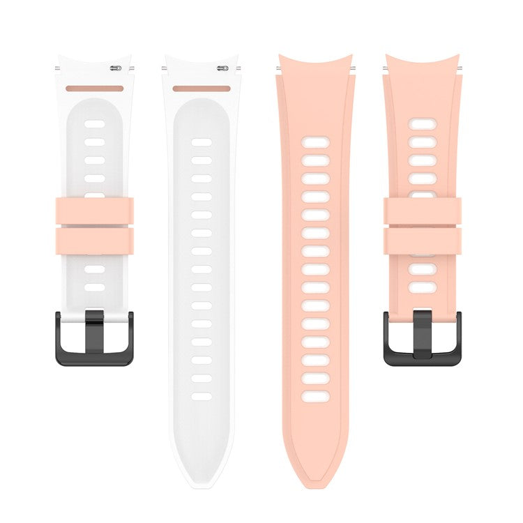 For Samsung Galaxy Watch6 40mm 44mm / Watch6 Classic 43mm 47mm / Watch 5 40mm 44mm / 5 Pro 45mm / Watch4 40mm 44mm Silicone Watch Band Dual Color Replacement Strap - Pink / White