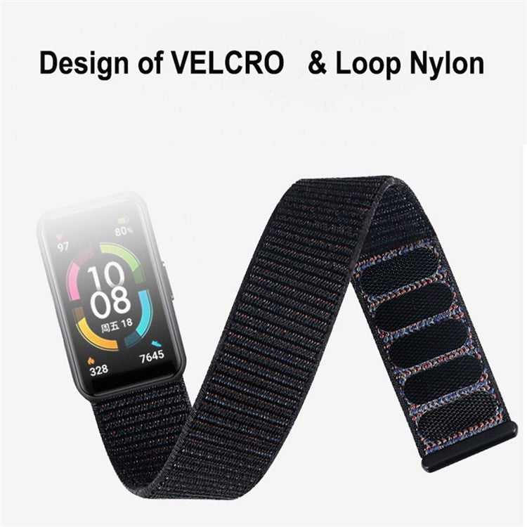 For Huawei Band 7 Nylon Watch Strap Adjustable Loop Fastener Replacement Sport Wrist Band - Multi-Color