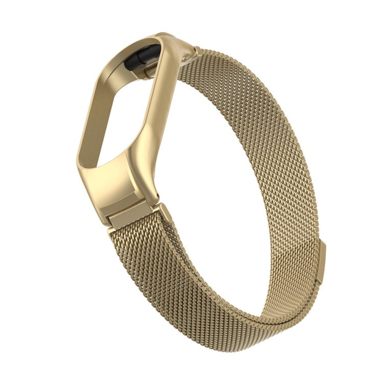 For Xiaomi Mi Band 7 Milanese Mesh Smart Watch Band Replacement Metal Magnetic Wrist Strap - Gold
