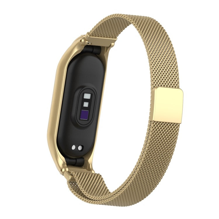 For Xiaomi Mi Band 7 Milanese Mesh Smart Watch Band Replacement Metal Magnetic Wrist Strap - Gold