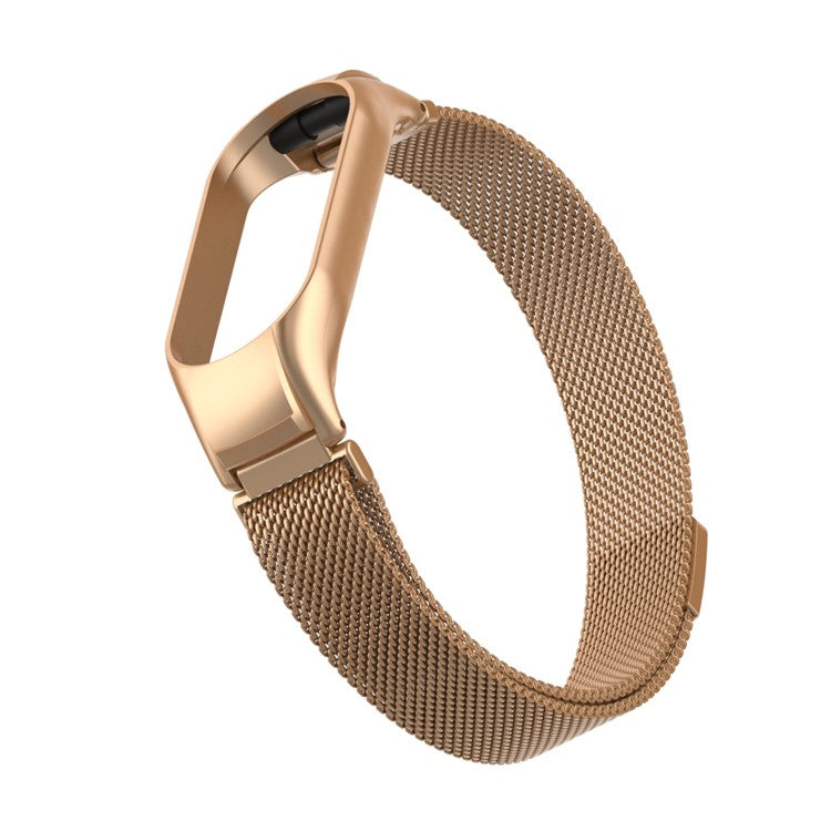 For Xiaomi Mi Band 7 Milanese Mesh Smart Watch Band Replacement Metal Magnetic Wrist Strap - Bronze Gold