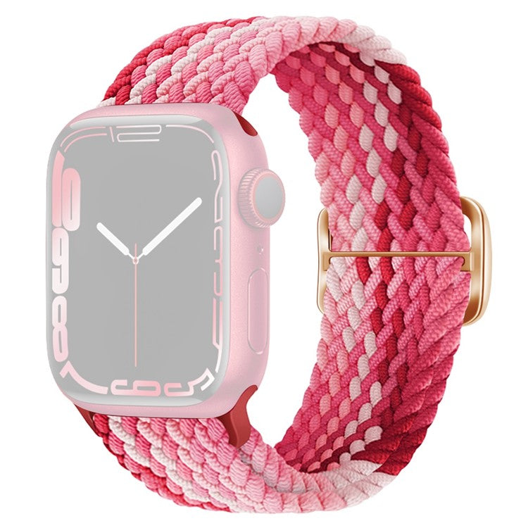 For Apple Watch Series 10 46mm / Ultra 2 Ultra 49mm /  Series 9 8 7 45mm / 6 5 4 SE (2023) SE (2022) SE 44mm / 3 2 1 42mm Stretchable Braided Watch Band Elastics Replacement Wristband - Strawberry Red
