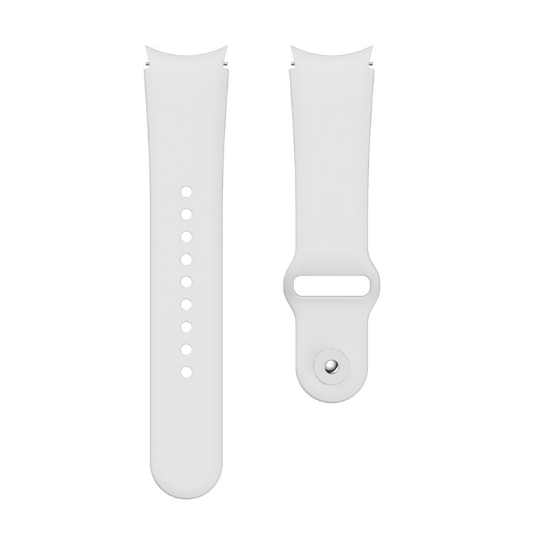 For Samsung Galaxy Watch 5 40mm / 44mm / 5 Pro 45mm Quick Release Watch Band Silicone Watch Strap Replacement Watchband with Button - White