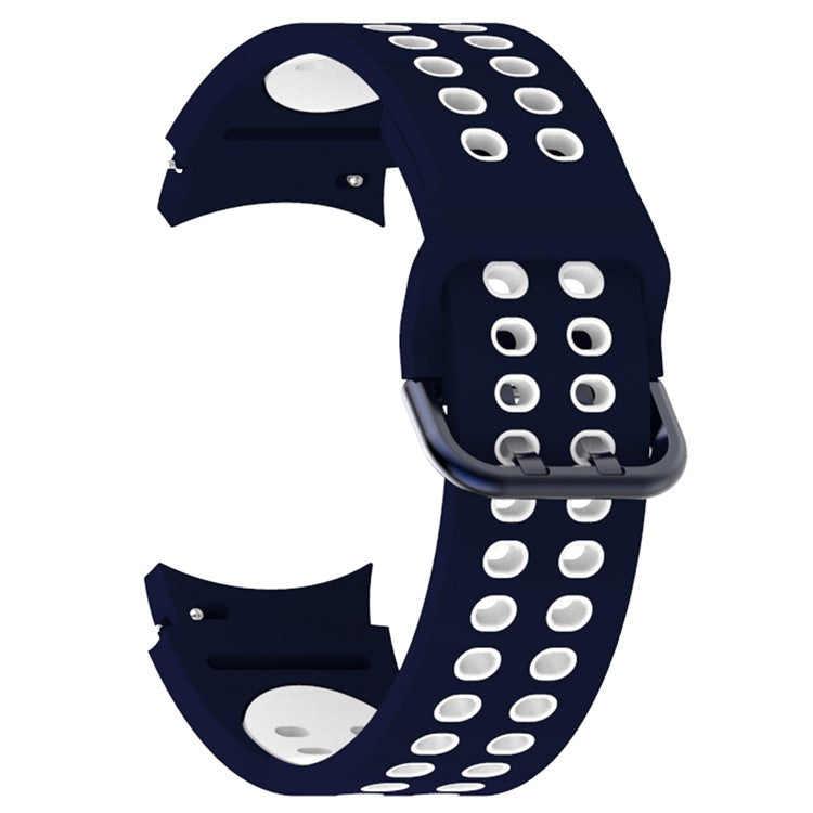 For Samsung Galaxy Watch 5 40mm / 44mm / 5 Pro 45mm Dual-Color Watch Band Replacement Watch Strap 20mm Silicone Watchband with Dual-Hole Buckle - Blue / White
