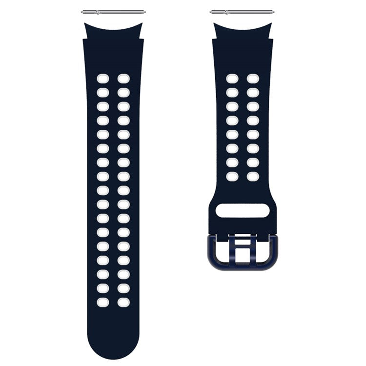 For Samsung Galaxy Watch 5 40mm / 44mm / 5 Pro 45mm Dual-Color Watch Band Replacement Watch Strap 20mm Silicone Watchband with Dual-Hole Buckle - Blue / White