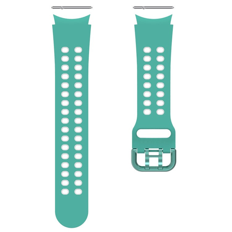 For Samsung Galaxy Watch 5 40mm / 44mm / 5 Pro 45mm Dual-Color Watch Band Replacement Watch Strap 20mm Silicone Watchband with Dual-Hole Buckle - Cyan / White