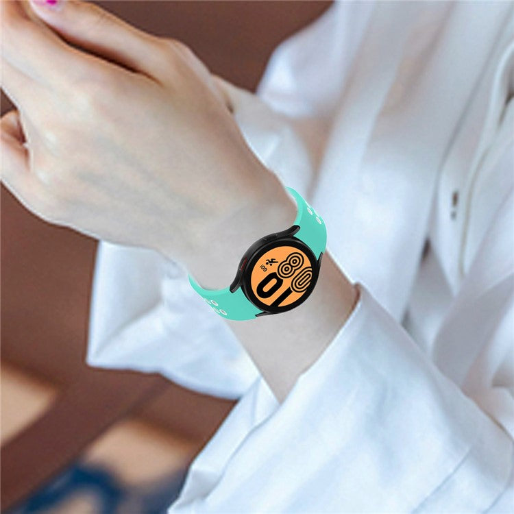 For Samsung Galaxy Watch 5 40mm / 44mm / 5 Pro 45mm Dual-Color Watch Band Replacement Watch Strap 20mm Silicone Watchband with Dual-Hole Buckle - Cyan / White