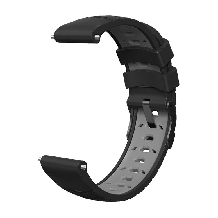 For Samsung Galaxy Watch 5 40mm / 44mm / 5 Pro 45mm Silicone Watch Band Replacement Watch Strap with Trapezoid Holes - Black Grey