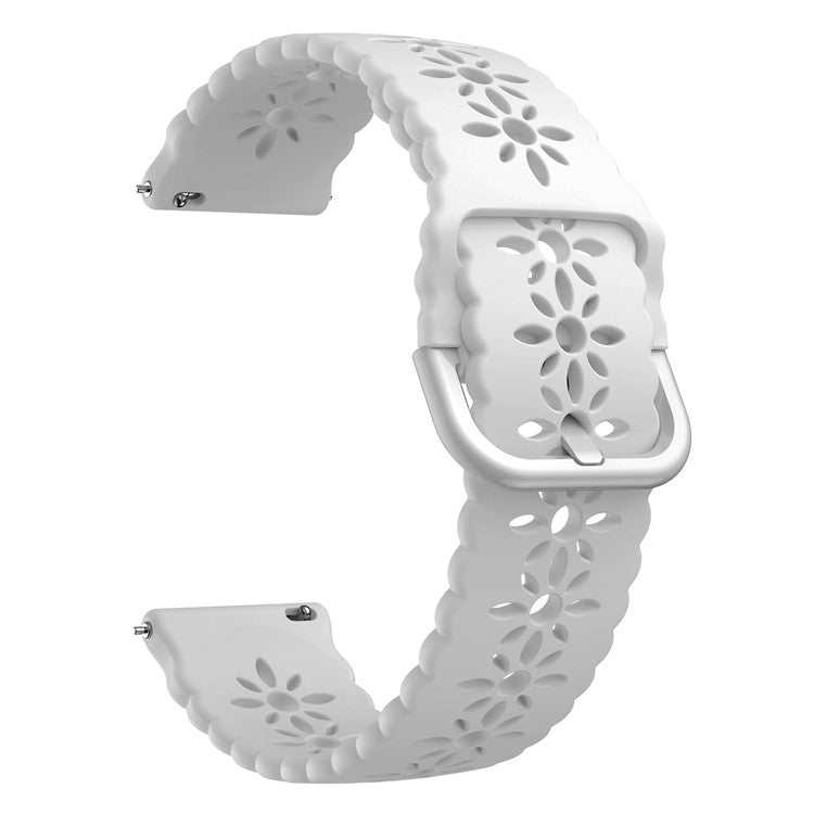 For Samsung Galaxy Watch 5 40mm / 44mm / Watch 5 Pro 45mm Silicone Watch Band Hollowed-out Plum Blossom Wrist Strap Replacement - White