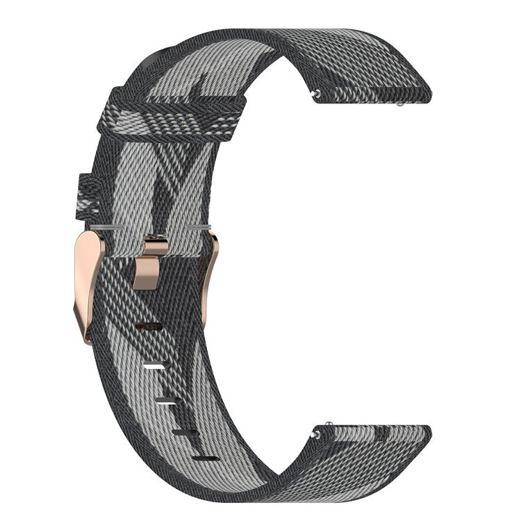 For Samsung Galaxy Watch 5 40mm / 44mm / Watch 5 Pro 45mm Nylon Watch Band Pink Buckle Adjustable Wrist Strap - Grey Stripe