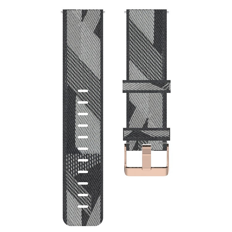 For Samsung Galaxy Watch 5 40mm / 44mm / Watch 5 Pro 45mm Nylon Watch Band Pink Buckle Adjustable Wrist Strap - Grey Stripe