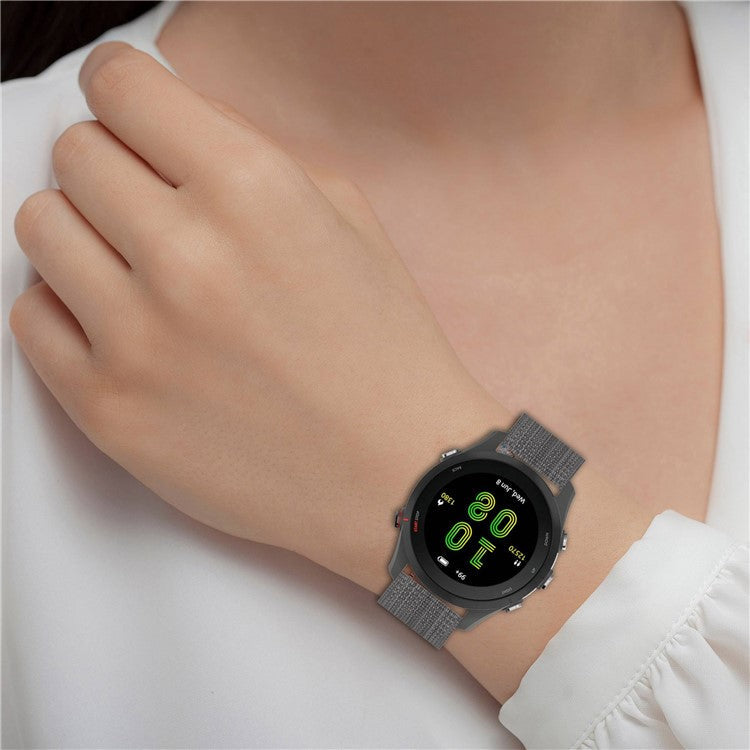 For Samsung Galaxy Watch 5 40mm / 44mm / Watch 5 Pro 45mm Nylon Watch Band Pink Buckle Adjustable Wrist Strap - Grey Stripe