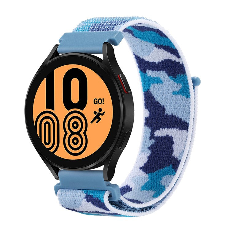 For Samsung Galaxy Watch3 45mm / Huawei Watch GT 3 Pro 46mm Watch Band 22mm Camouflage Nylon Adjustable Loop Wrist Strap - Blue