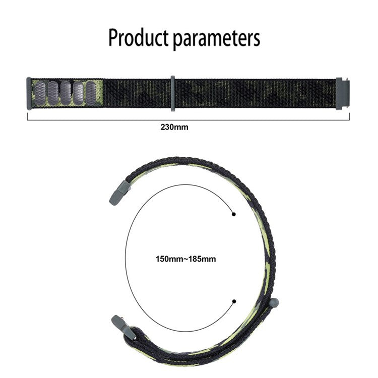 For Samsung Galaxy Watch3 45mm / Huawei Watch GT 3 Pro 46mm Watch Band 22mm Camouflage Nylon Adjustable Loop Wrist Strap - Blue