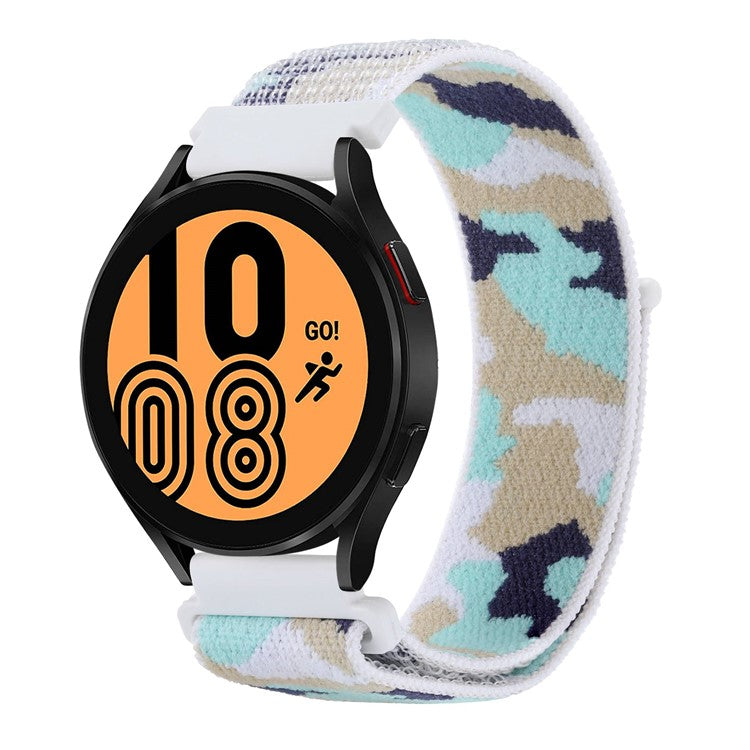 For Samsung Galaxy Watch3 45mm / Huawei Watch GT 3 Pro 46mm Watch Band 22mm Camouflage Nylon Adjustable Loop Wrist Strap - Cyan