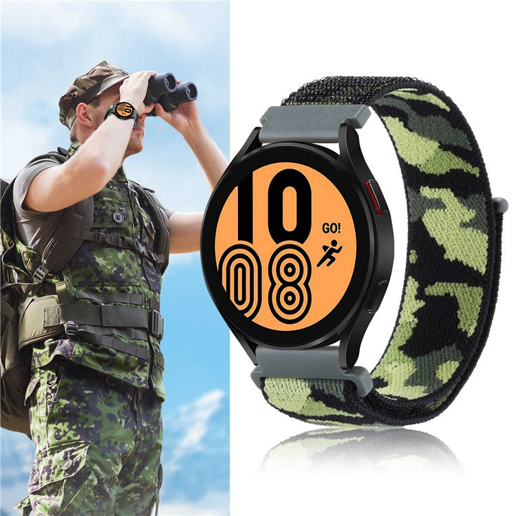For Samsung Galaxy Watch3 45mm / Huawei Watch GT 3 Pro 46mm Watch Band 22mm Camouflage Nylon Adjustable Loop Wrist Strap - Cyan