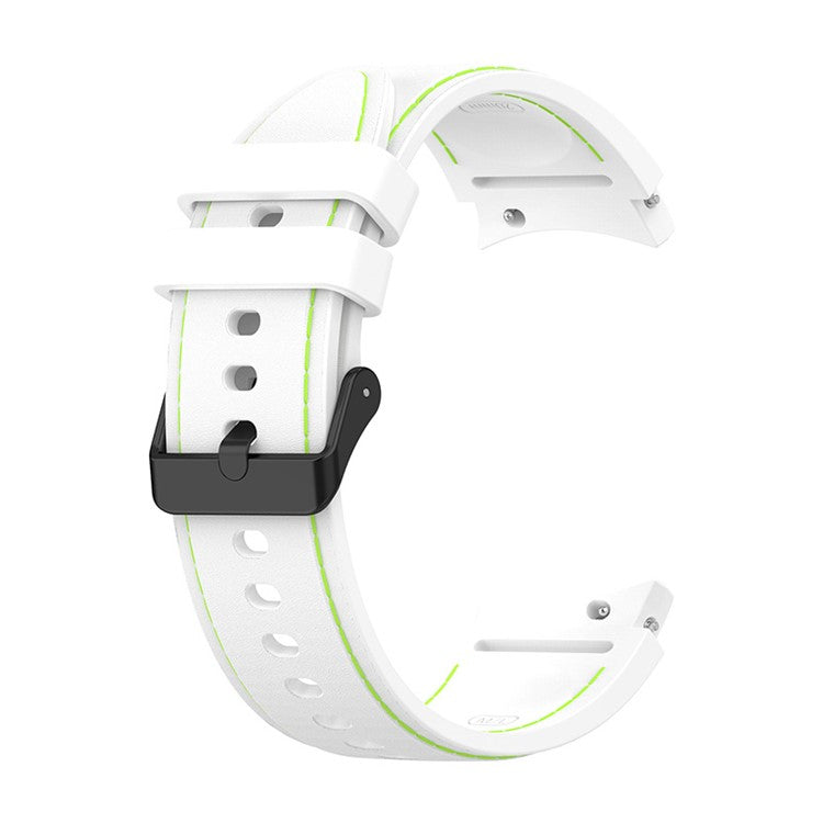 For Samsung Galaxy Watch6 40mm 44mm / Watch6 Classic 43mm 47mm / Watch 5 40mm 44mm / 5 Pro 45mm / Watch4 40mm 44mm Silicone Watch Band Stitching Line Black Buckle Wrist Strap Replacement, Size S - White / Green